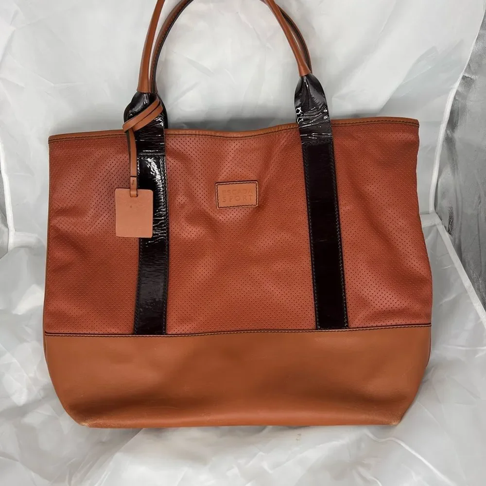 Escada sport leather bag with patent pouch